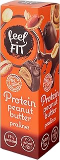Feel FIT Protein Erdnussbutter-Pralinen in hochwertiger Milchschokolade, ohne Zuckerzusatz, 17% Eiweiß, glutenfrei 33 g (1 Packung)