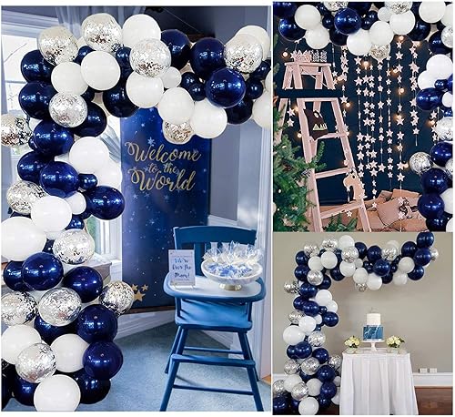 Miniatura 5 de Paquete de 100 globos de color azul marino de 12 pulgadas, cromados, redondos, helio, perla, azul oscuro, para decoración de bodas, cumpleaños,