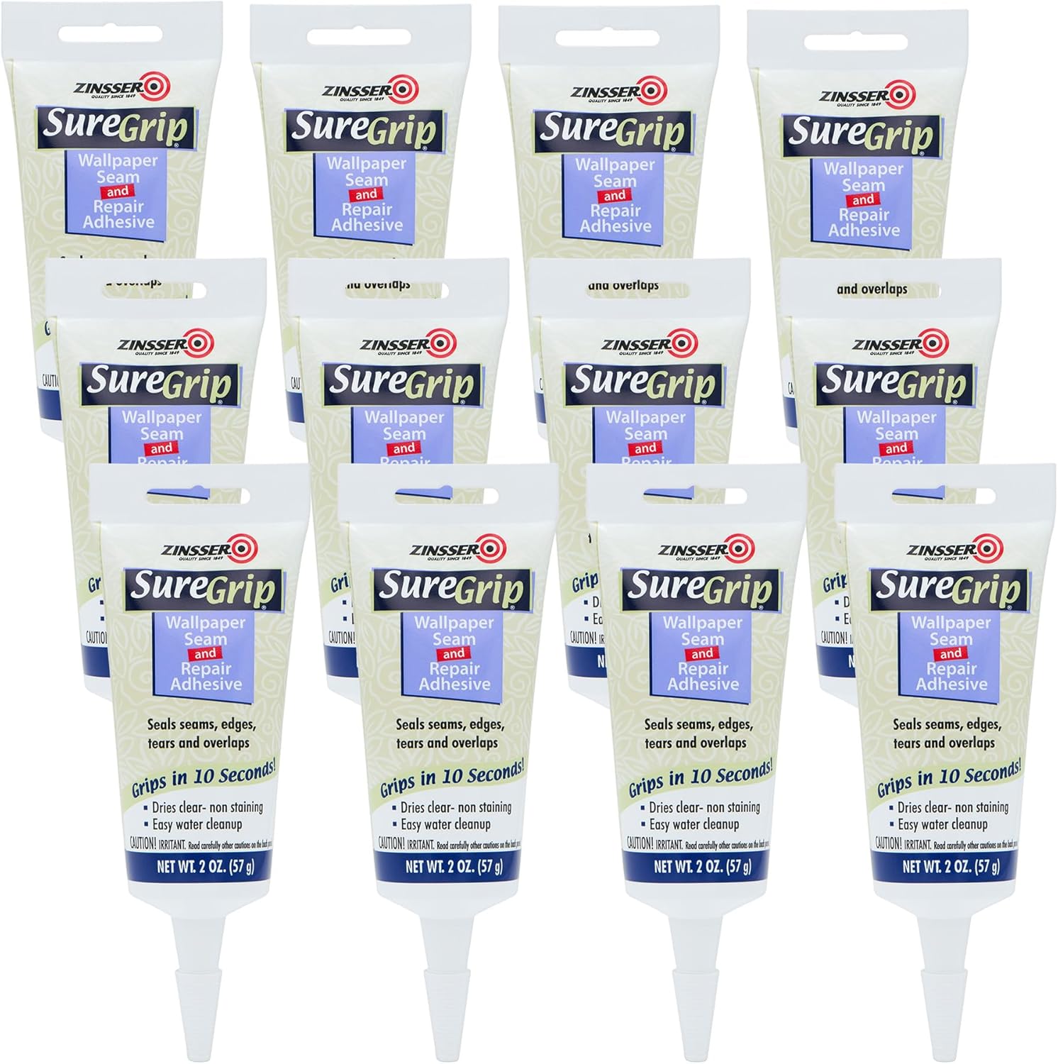 Zinsser 391498-12PK SureGrip Wallpaper Seam and Repair Adhesive, 2 Ounce, 12 Pack