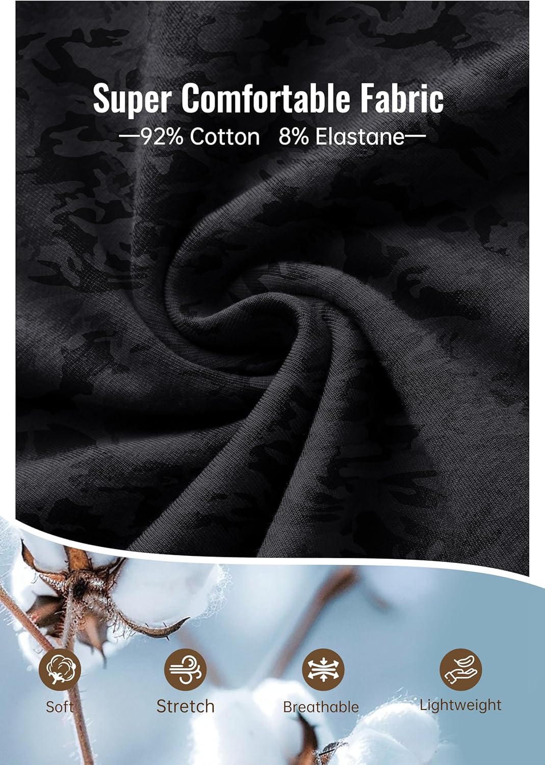 Soothfeel Men's Sweatpants with Zipper Pockets Cotton Open Bottom Yoga Lounge Pants Straight Leg Casual Athletic Sweat Pants Grey camo M - Image 4