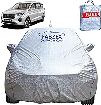 Waterproof Car Body Cover Compatible for Toyota Rumion (All Models) with Mirror and Antenna Pocket,Triple Stitched,Bottom Elastic with Buckle,Silver Cover with Piping with Free Bag