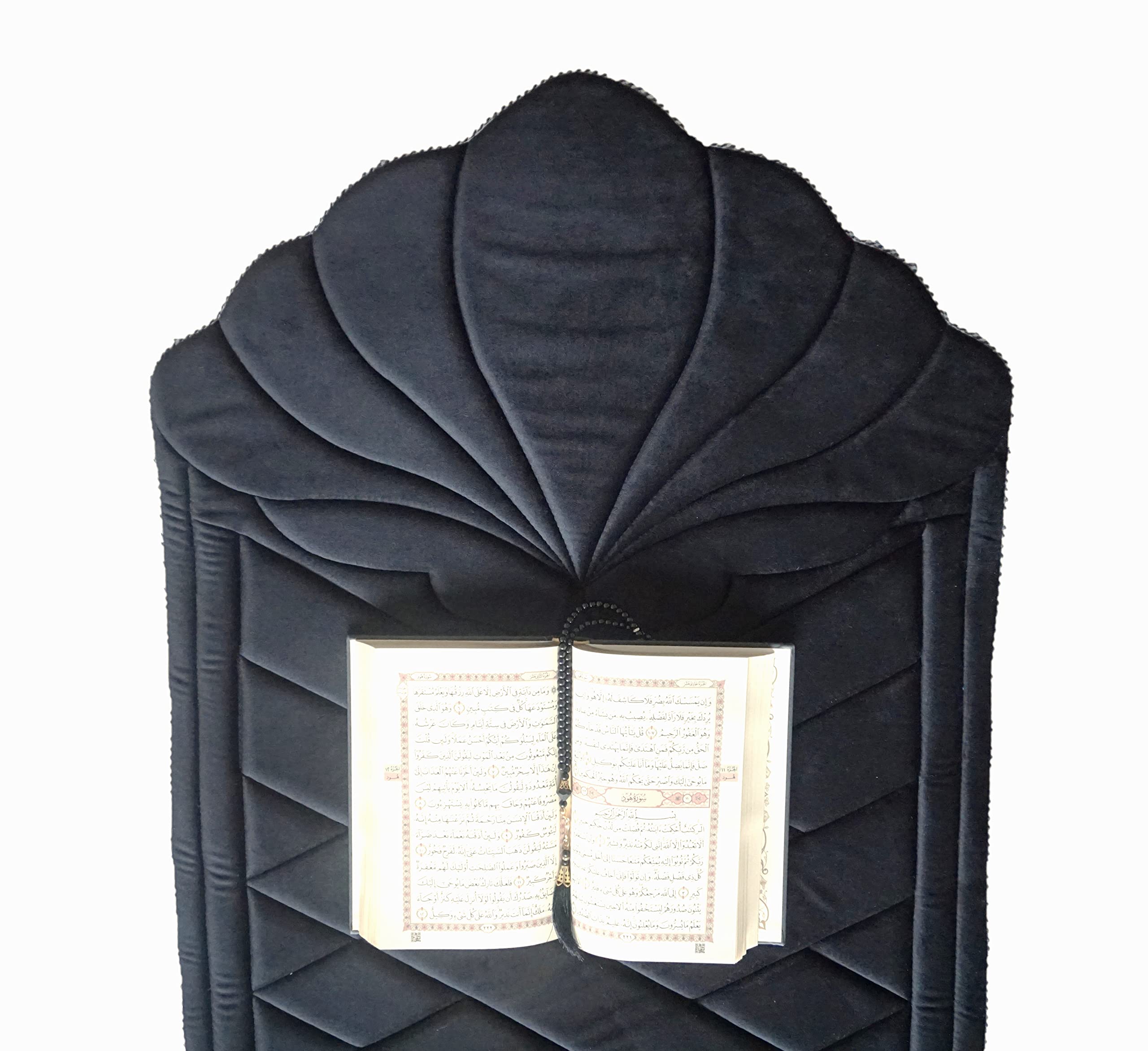 Lale Collection® Geschenkbox Gebetsteppich-Set Schwarz-Gold Koran tesbih - extra leicht und dünn - Namaz Islam Muslim seccade Prayer Rug mat sejjada Gebetskette Quran