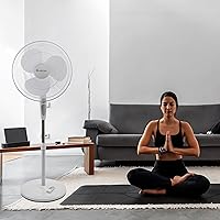 Vista 3 de Comfort Zone Ventilador de pedestal oscilante de 18 pulgadas con control remoto, ventilador de pie de 3 velocidades con altura ajustable