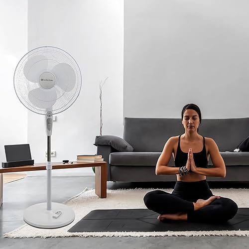 Miniatura 3 de Comfort Zone Ventilador de pedestal oscilante con control remoto, ventilador de soporte, 18 pulgadas, 3 velocidades, altura e inclinación