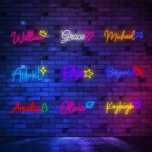 Miniatura 2 de CULISER Letrero de neón personalizado con nombre LED para dormitorio, boda, fiesta de cumpleaños, sala de juegos, hogar, bar, negocios, decoración