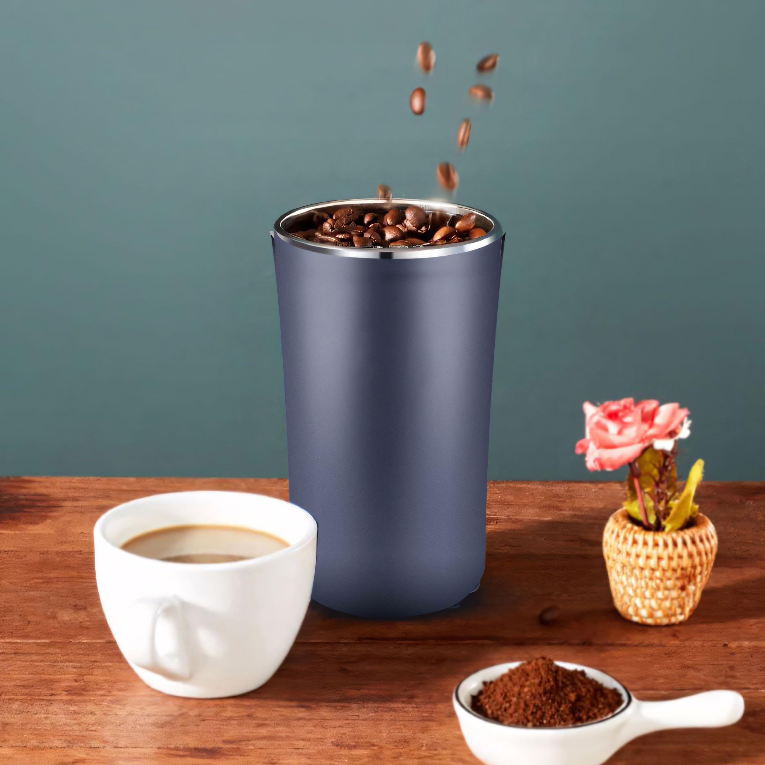 Retoo Macinacaffè elettrico con coltello a percussione in acciaio inox, macina in ceramica, macinatura grossolana regolabile