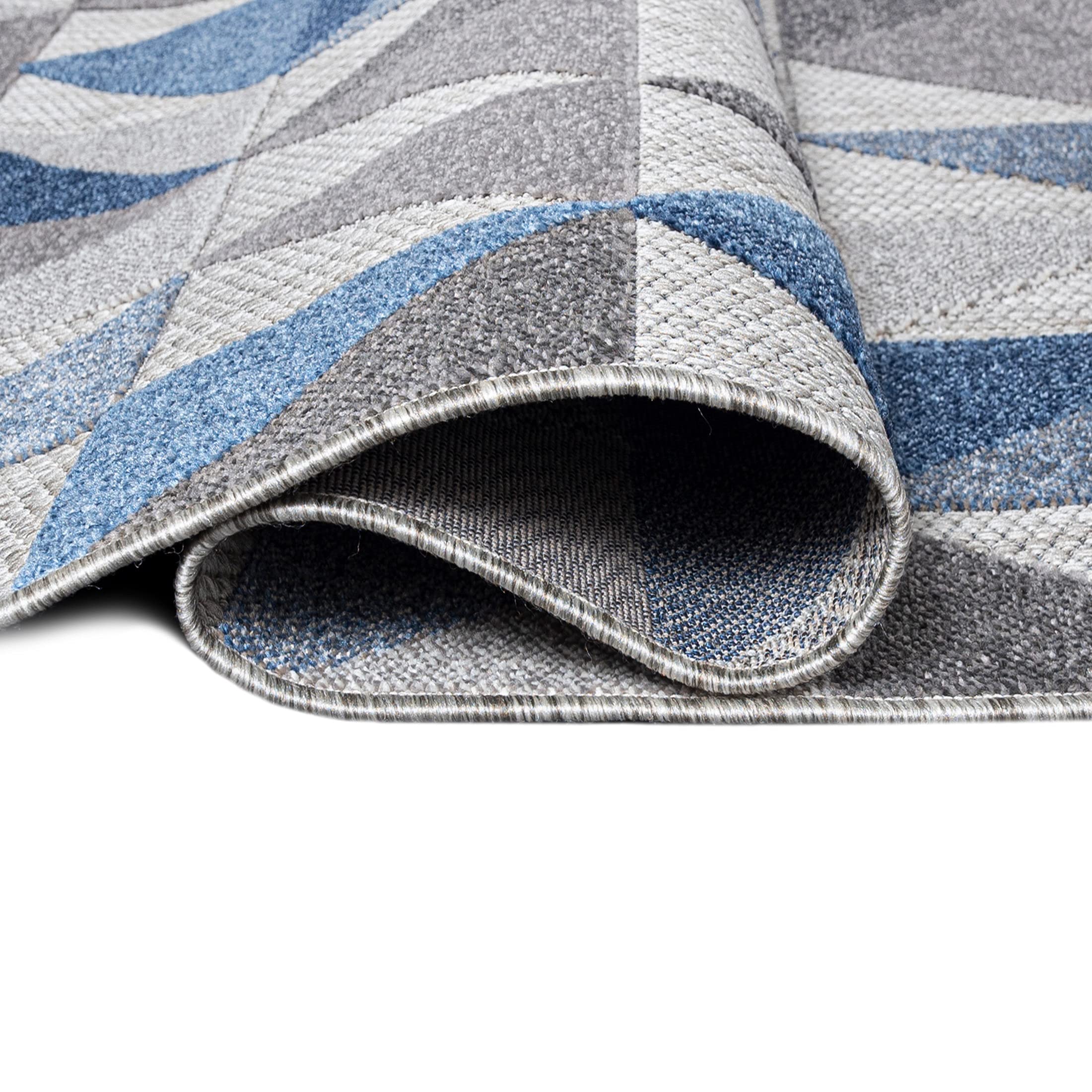 Carpeto Interno Ed Esterno Tappeto Balcone 120x170cm Antracite Blu Elegante