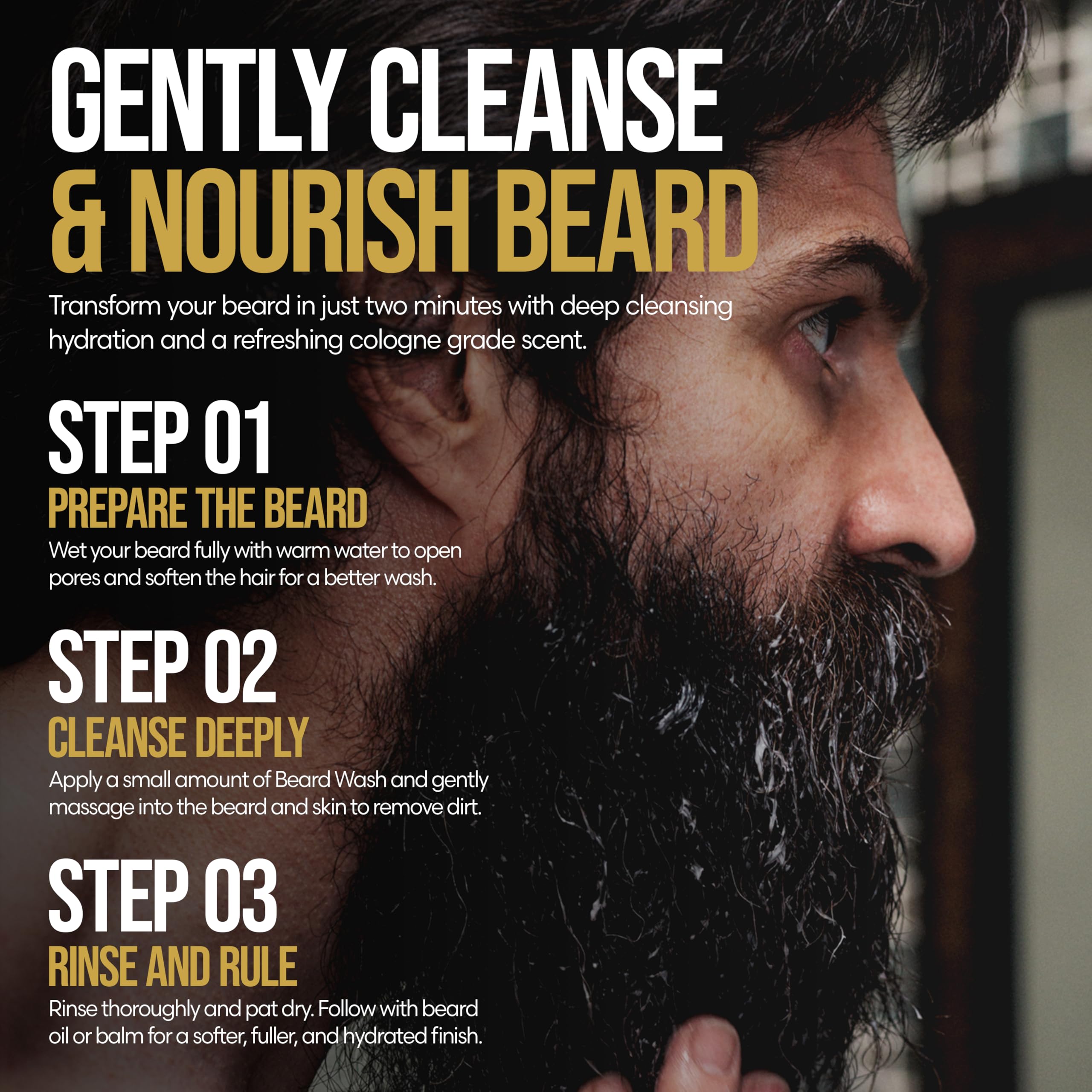 The Beard Struggle - Radiance Beard Wash - Gold Collection, Valhalla's Gates - Deterge, nutre e ammorbidisce la barba - Viking Beard Wash for Men (240 ml)
