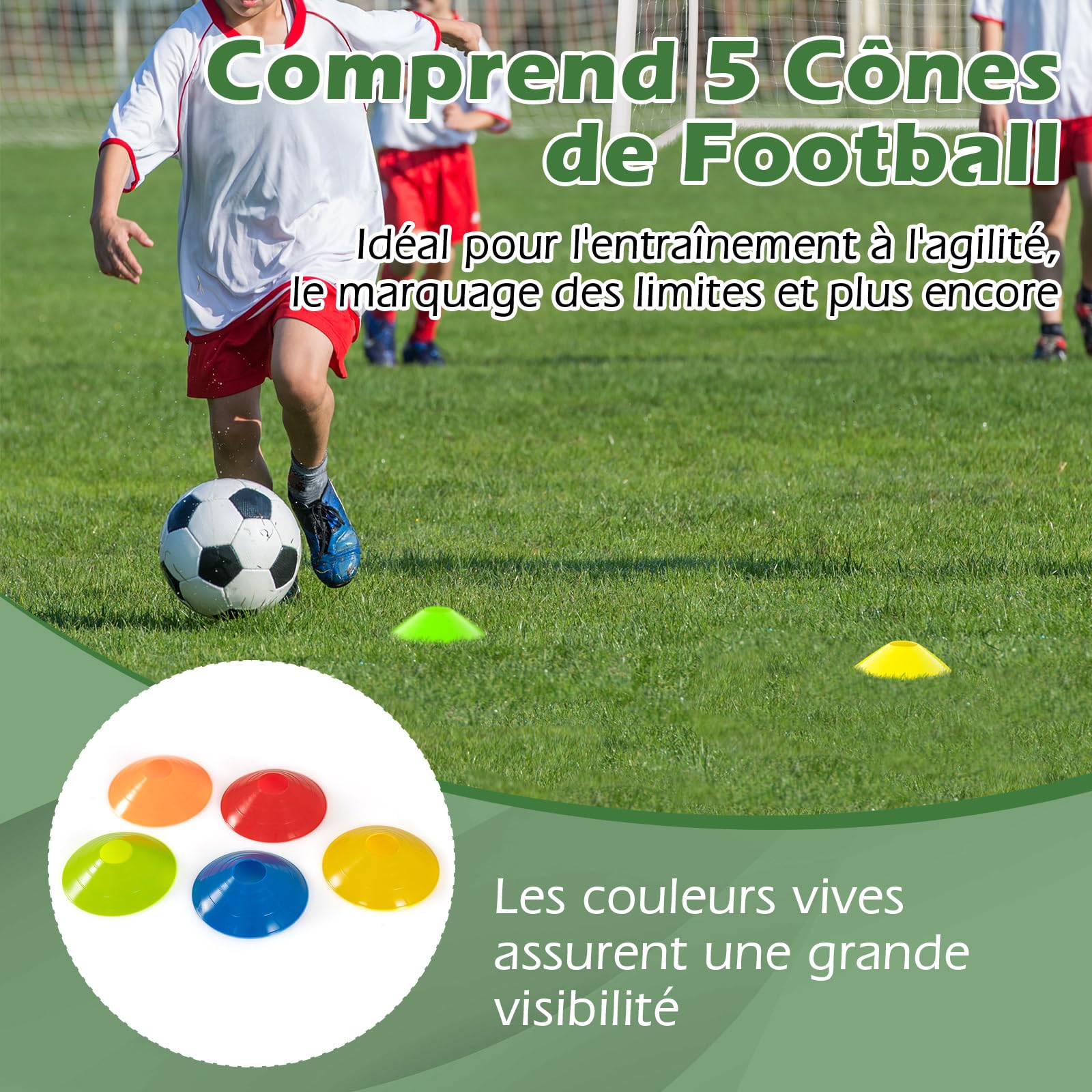COSTWAY But de Football Extérieur avec Cadre UPVC Résistant