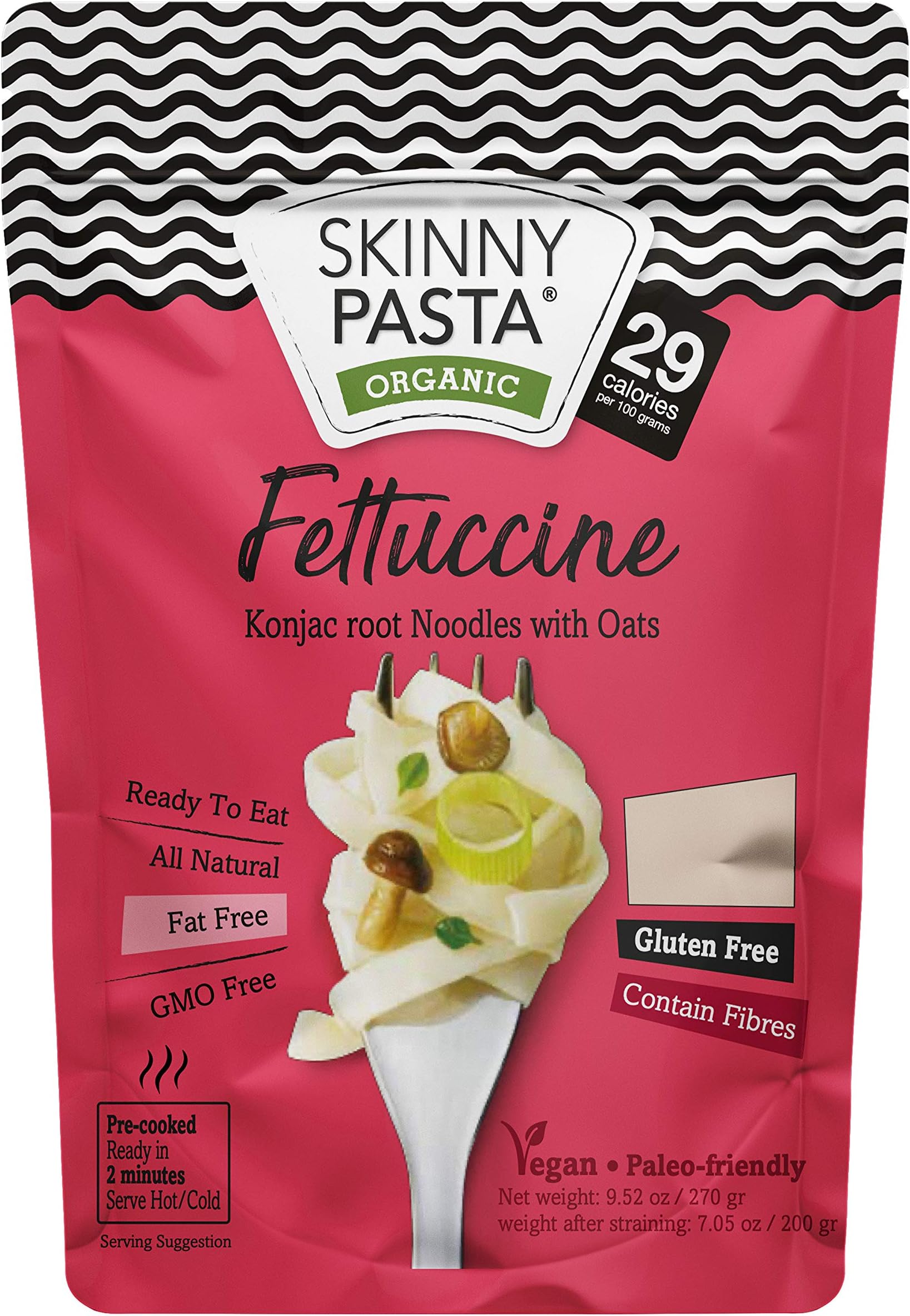 Skinny Pasta 270g - 100% Konjac Noodle (Shirataki Noodles), Fettuccine, Pack of 24