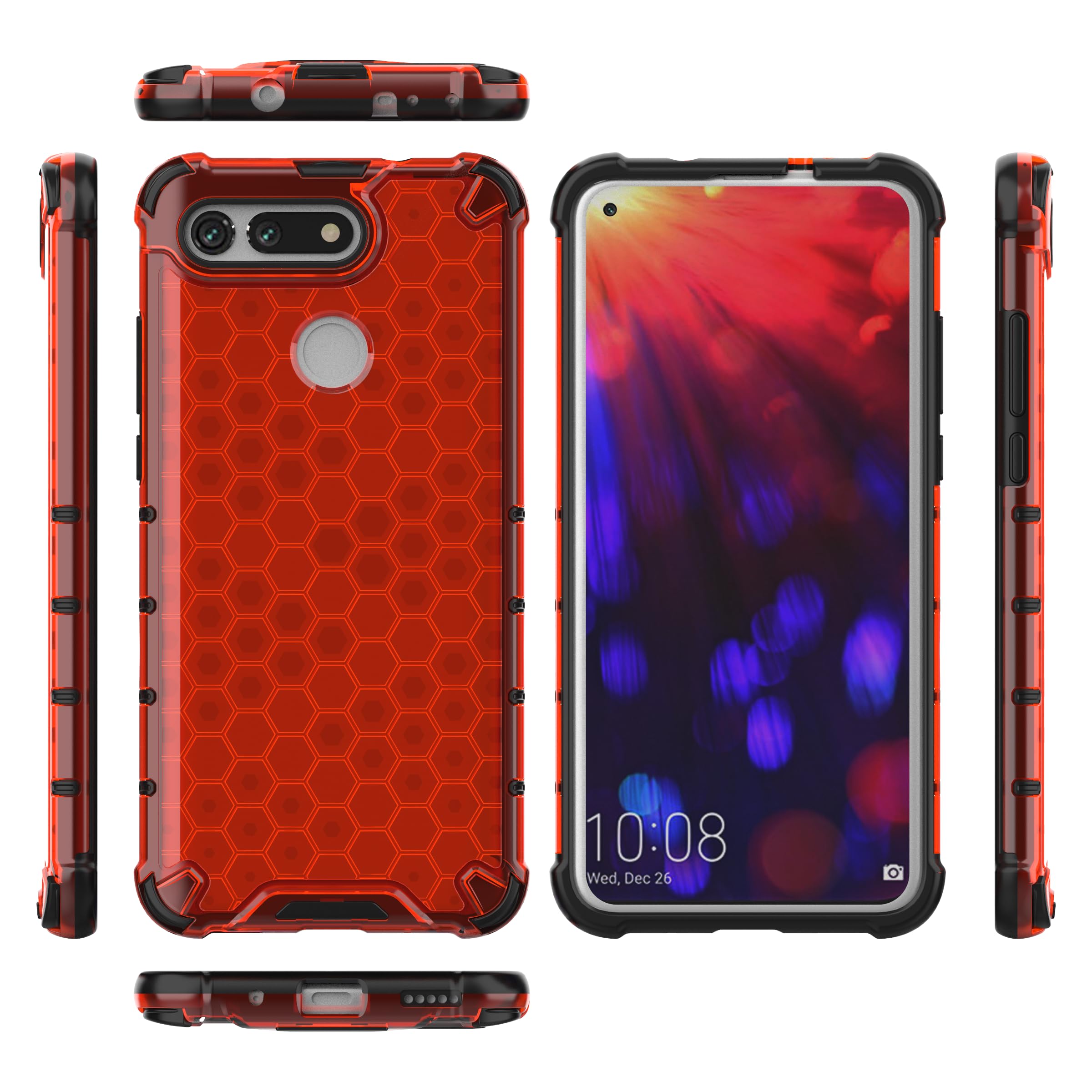 Compatible with Honor View 20 Cover,Compatible with Honor View 20 Camera Protection Anti-drop【Hard PC+TPU】2 in 1 Phone Case Red