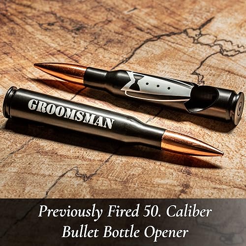 Miniatura 3 de Regalos para padrinos de boda  Grabado 'GROOMSMAN' 50 Cal Abridor de botellas I Juego de 1 regalo I padrino de boda I Perfecto para padrinos de boda