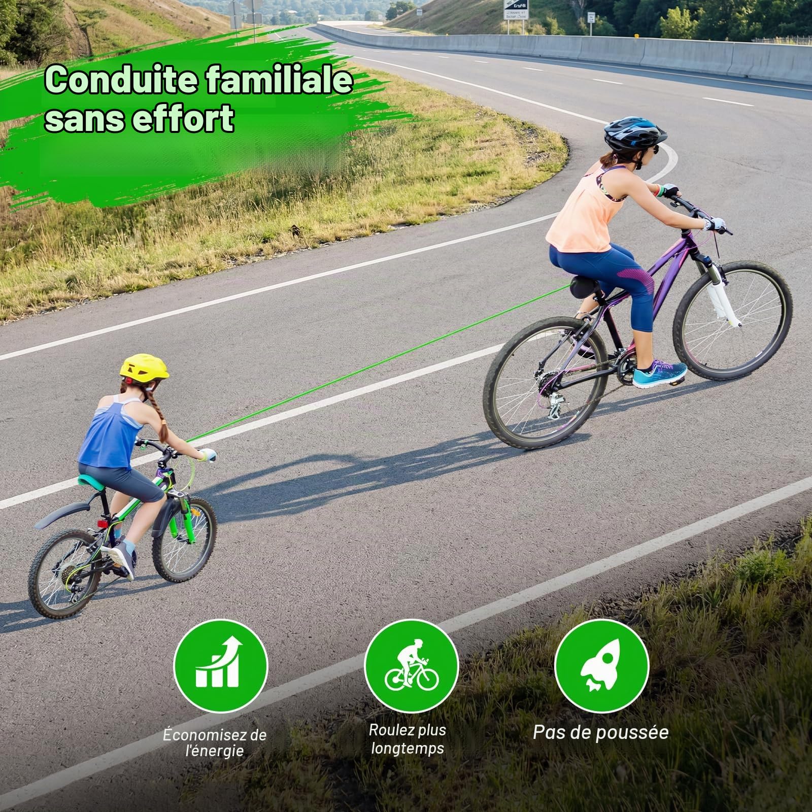 Tire Velo, 2.5m Rétractable Barre Traction Velo Enfant, Capacité de Charge 200 kg, Accessoire de vélo Adapté au vélo électrique, vélo Enfant et VTT