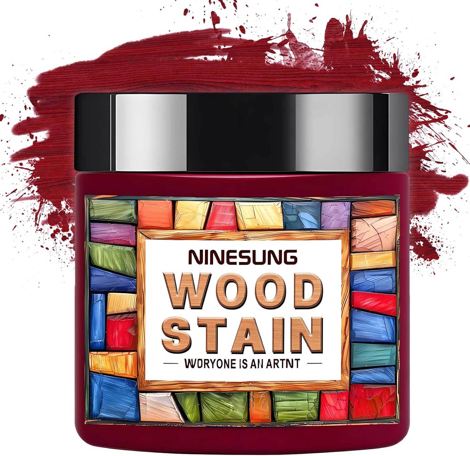 NINESUNG Wine Red Wood Stain Powder - Fast-Drying Dye for Indoor Outdoor Furniture, Fences & More, 2oz Concentrated Pigment