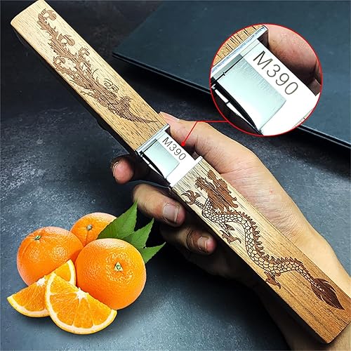 Miniatura 4 de M390 DragonPhoenixs - Cuchillo táctico pequeño, 2 en 1, de acero inoxidable, para acampar al aire libre, portátil, 2 unidades (madera)