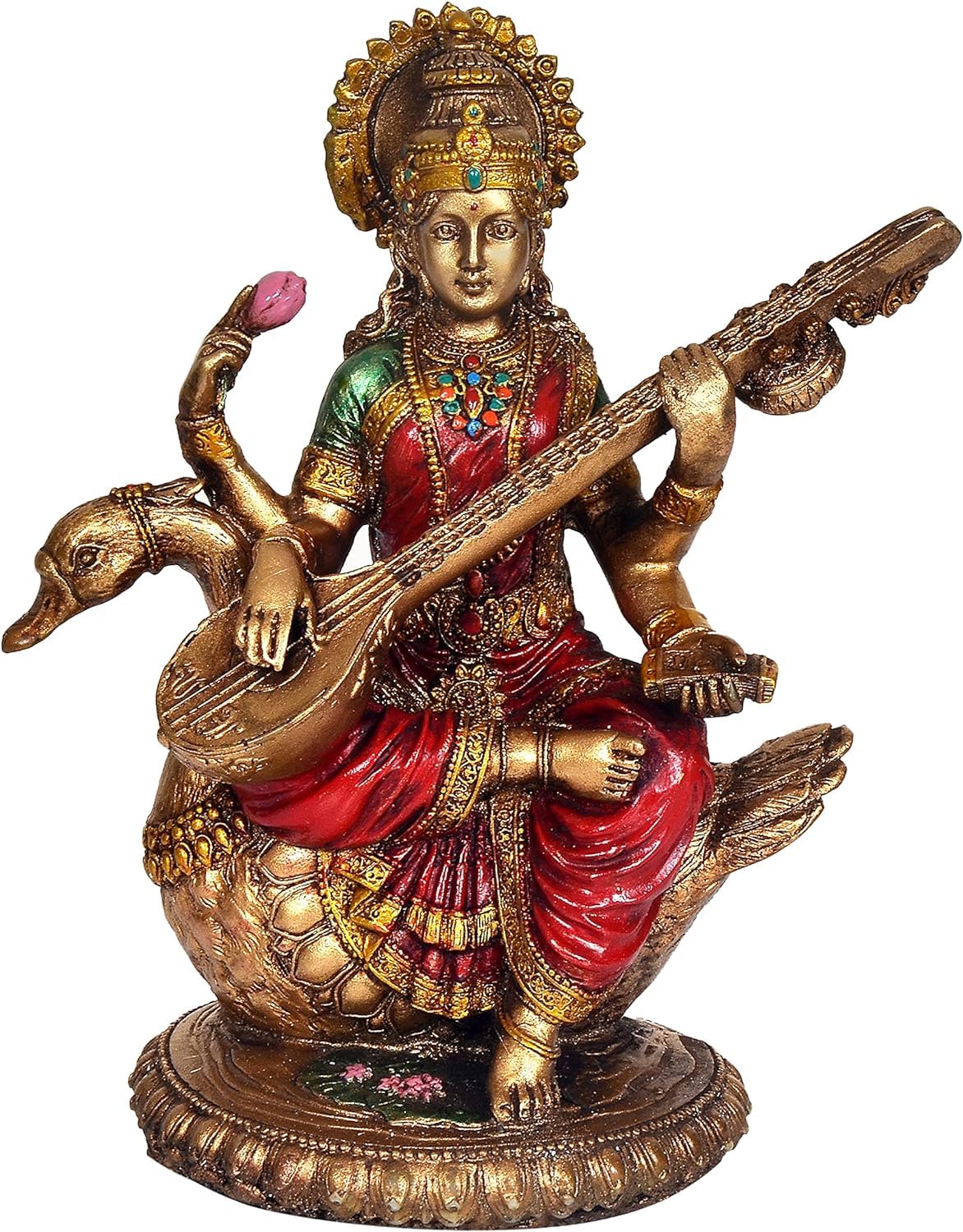 Royal Kurta Statue Lakshmi Indian God of Good Luck of Wisdom and Wealth Hinduism Figure India