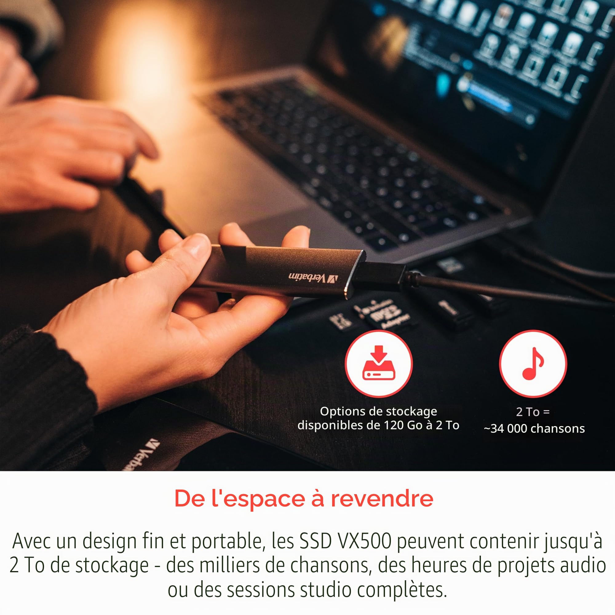 Verbatim Vx500 - Ssd - 480 Gb - Extern (tragbar) - Usb 3.1 Gen 2 (usB-C Steckverbinder) - SpacE-Grau