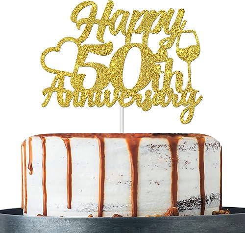 Decoración de pastel de feliz 50 aniversario, decoraciones de aniversario de boda 50, suministros de decoración de pasteles de fiesta de boda