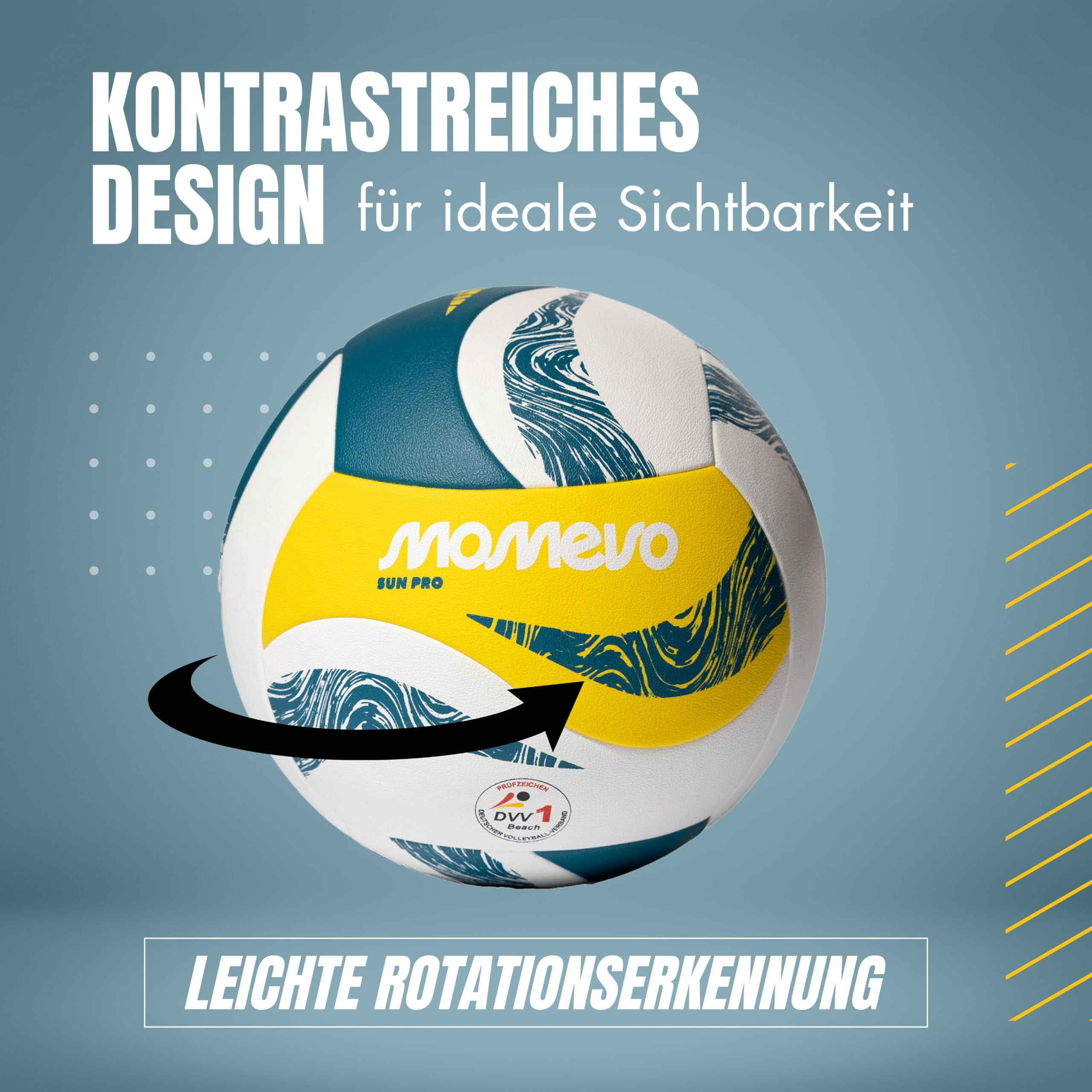 SunPro Offizieller Beachvolleyball, DVV Zertifiziert, offizielle Größe 5, weiche Mikrofaser PU Oberfläche - für Outdoor Sandsport Strandsport Geschenk