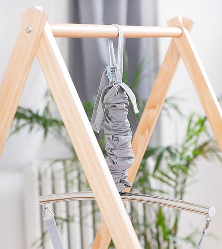 Miniatura 6 de Avenlur Tulip Baby Bouncer - Saltador plegable para bebé con soporte, gorila de pie para niños de 6 meses a 3 años - Asiento gorila para bebé (gris)