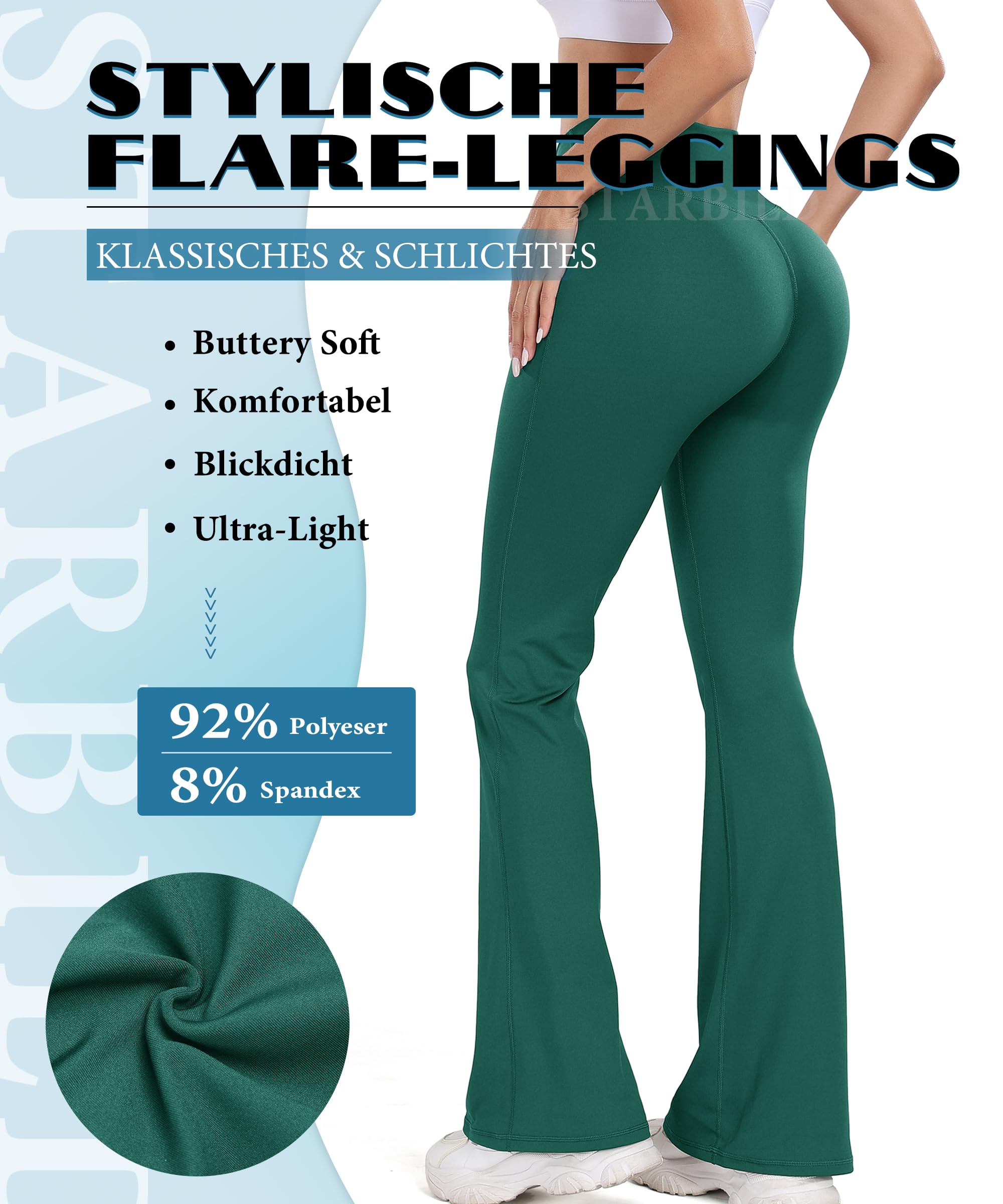 STARBILD Leggings Bootcut Donna con Tasche V Back Scrunch, Pantaloni Yoga con Gambe Svasate Palestra