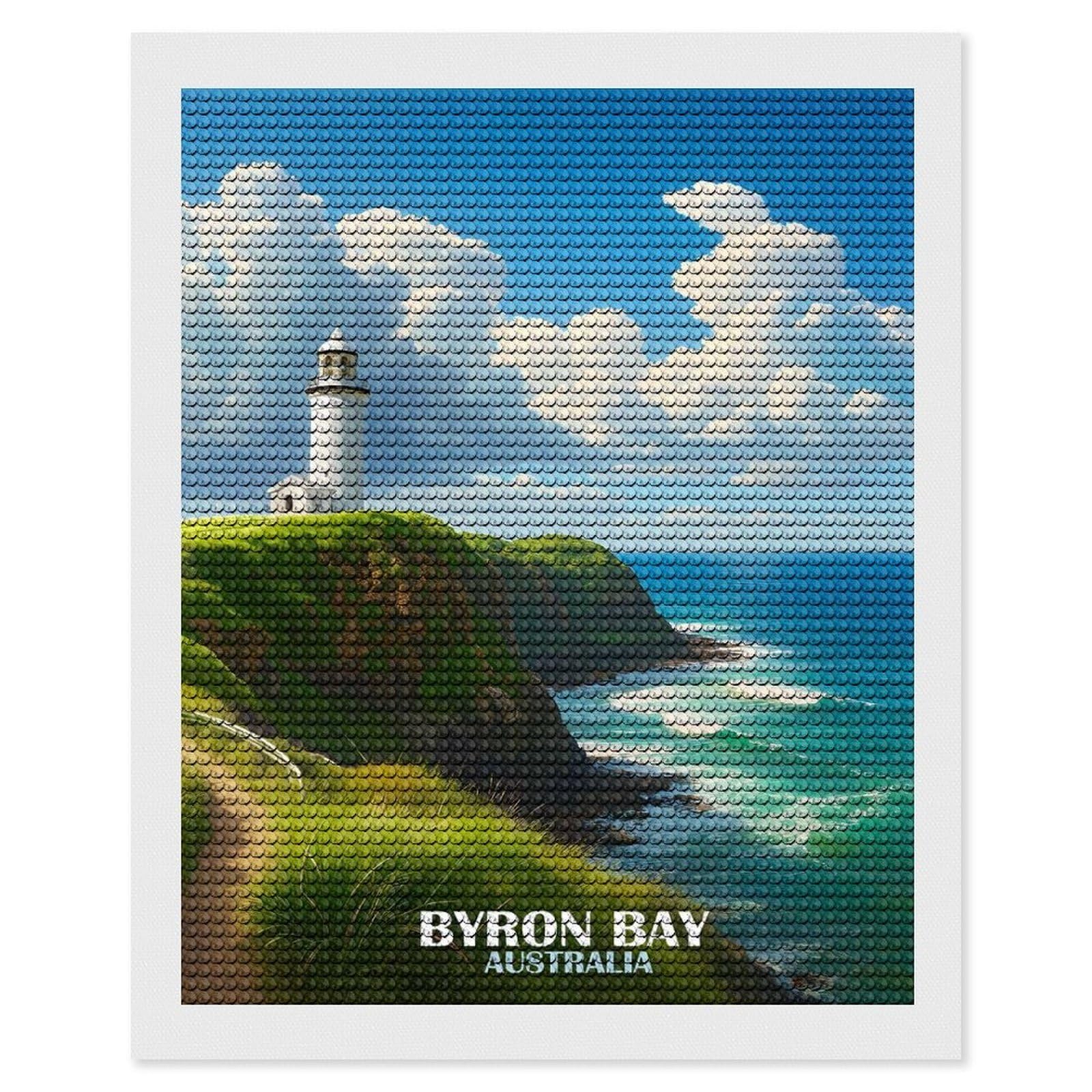 Junmoney Byron Bay Lighthouse, Australia Diamond Art Kit 16"x20", Modern Decor, for Adults, Printed Canvas, Holiday Gift Idea, Fun Craft Experience
