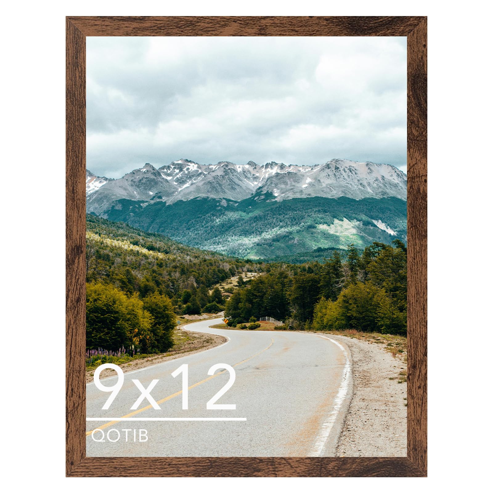 QOTIB 9x12 Picture Frame Deep Brown for Wall Hanging or Tabletop, Wood 9 x 12 Frame Photo Frame for Wall Horizontally or Vertically, Deep Brown, 1 Pack โ image 1