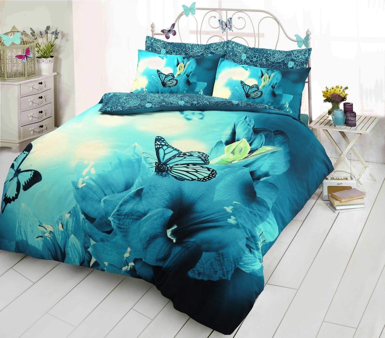 Voyage Maison Wimborne Peacock Teal Blue Multi Duvet Cover Set 100