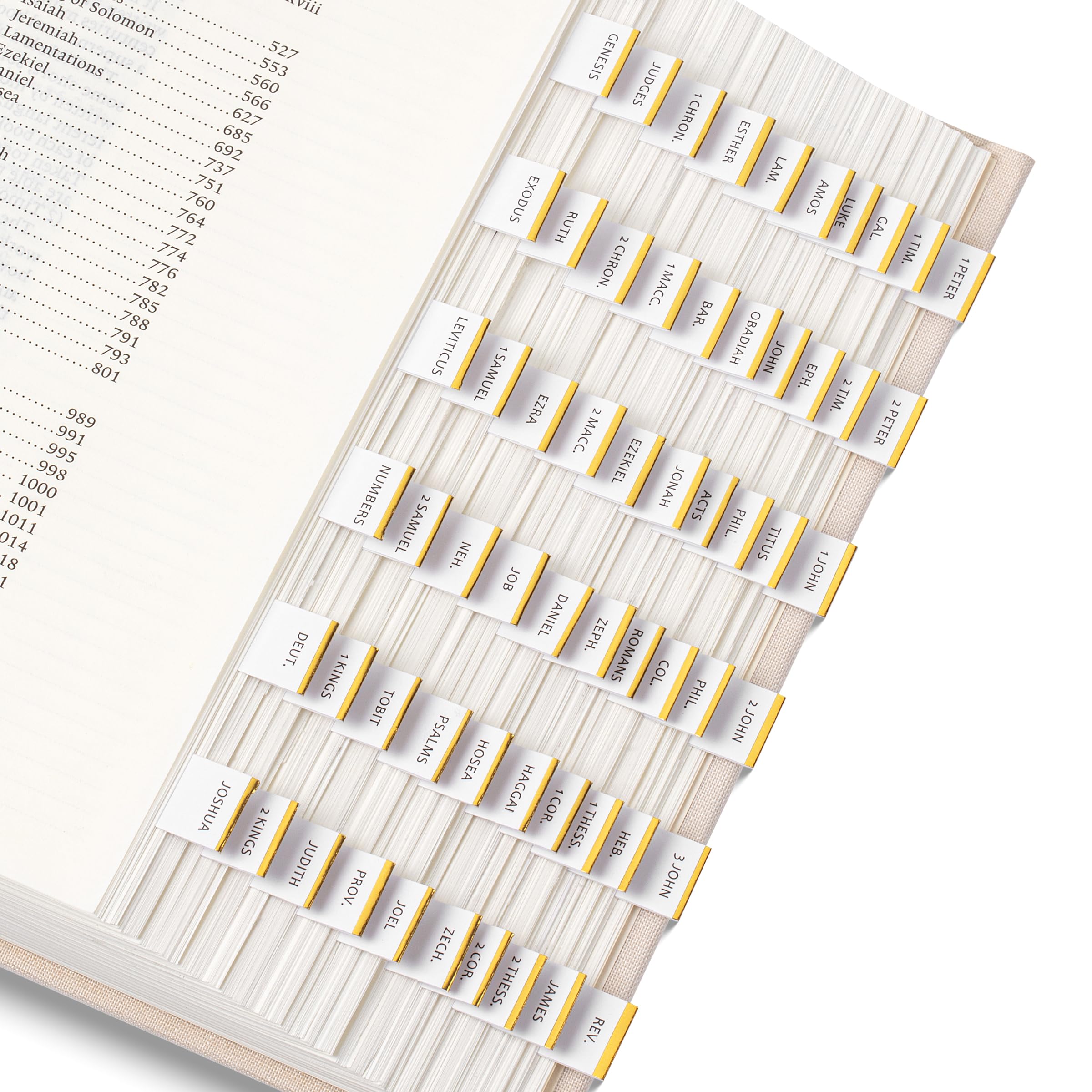 Mr. Pen- Mini Bible Tabs, 90 pcs, White with Gold Edge, Laminated Bible Tabs for Women and Men