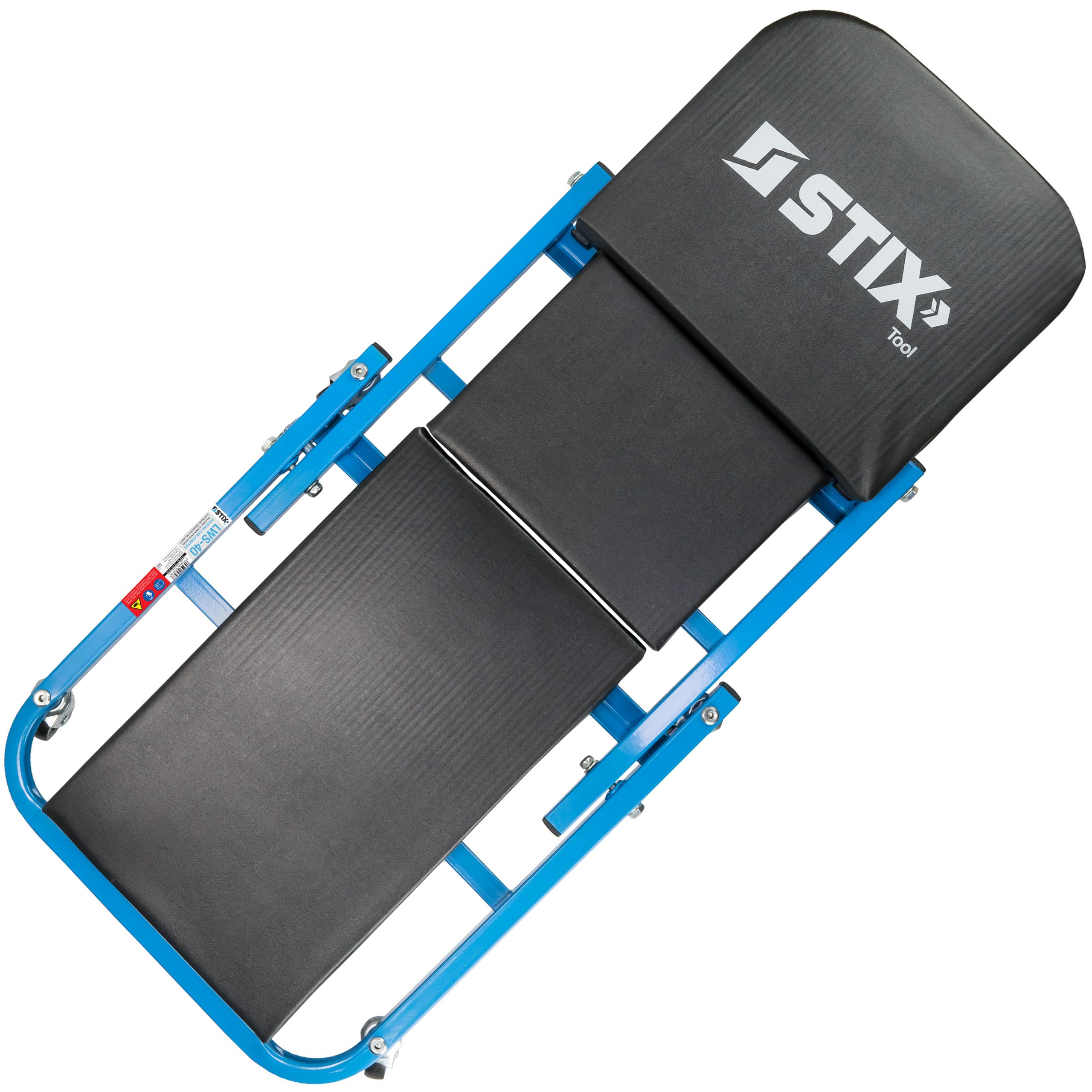 Stix Camilla y Taburete de Taller 2 en 1 LWS-40 Capacidad 150 kg Altura 12 cm Estructura de Acero con 6 Ruedas giratorias y Acolchado ergonómico