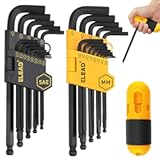 ELEAD Allen Wrench Hex Key Set&colon; Premium 27pcs Durable Hex Key Set with Grip Handle&comma; Long and Short Arm with Ball End&comma; Metric & SAE Size Allen Key Set&comma; Organized Storage