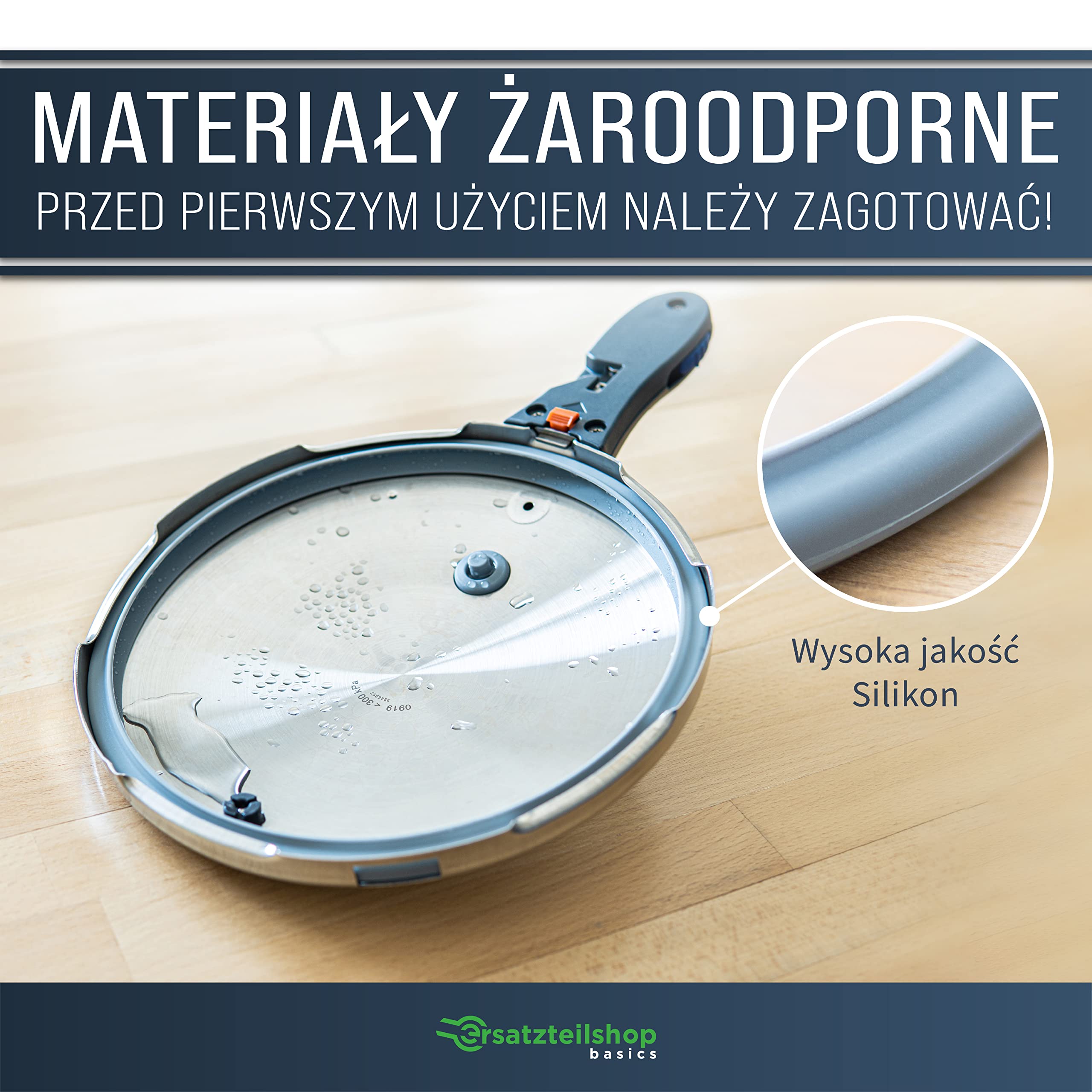ersatzteilshop basics Część zamienna pierścień uszczelniający do szybkowaru Silit i WMF pierścień uszczelniający 3 l 4,5 l 6,5 l 8,5 l silikon (średnica wewnętrzna 22 cm)