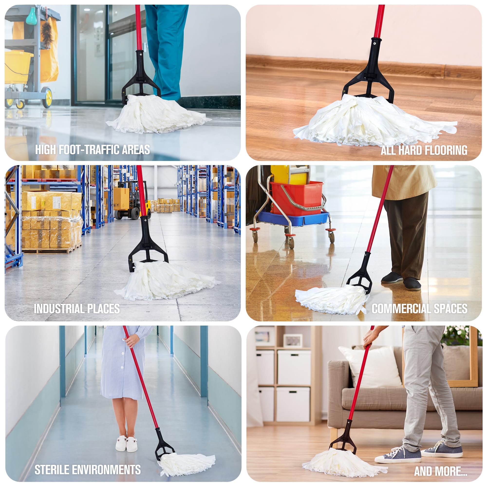 MATTHEW CLEANING - Cabezal de mopa industrial desechable con bucle abierto de 1.25 pulgadas, diadema universal no tejida, cabezal de fregona comercial, repuesto para uso en interiores y exteriores