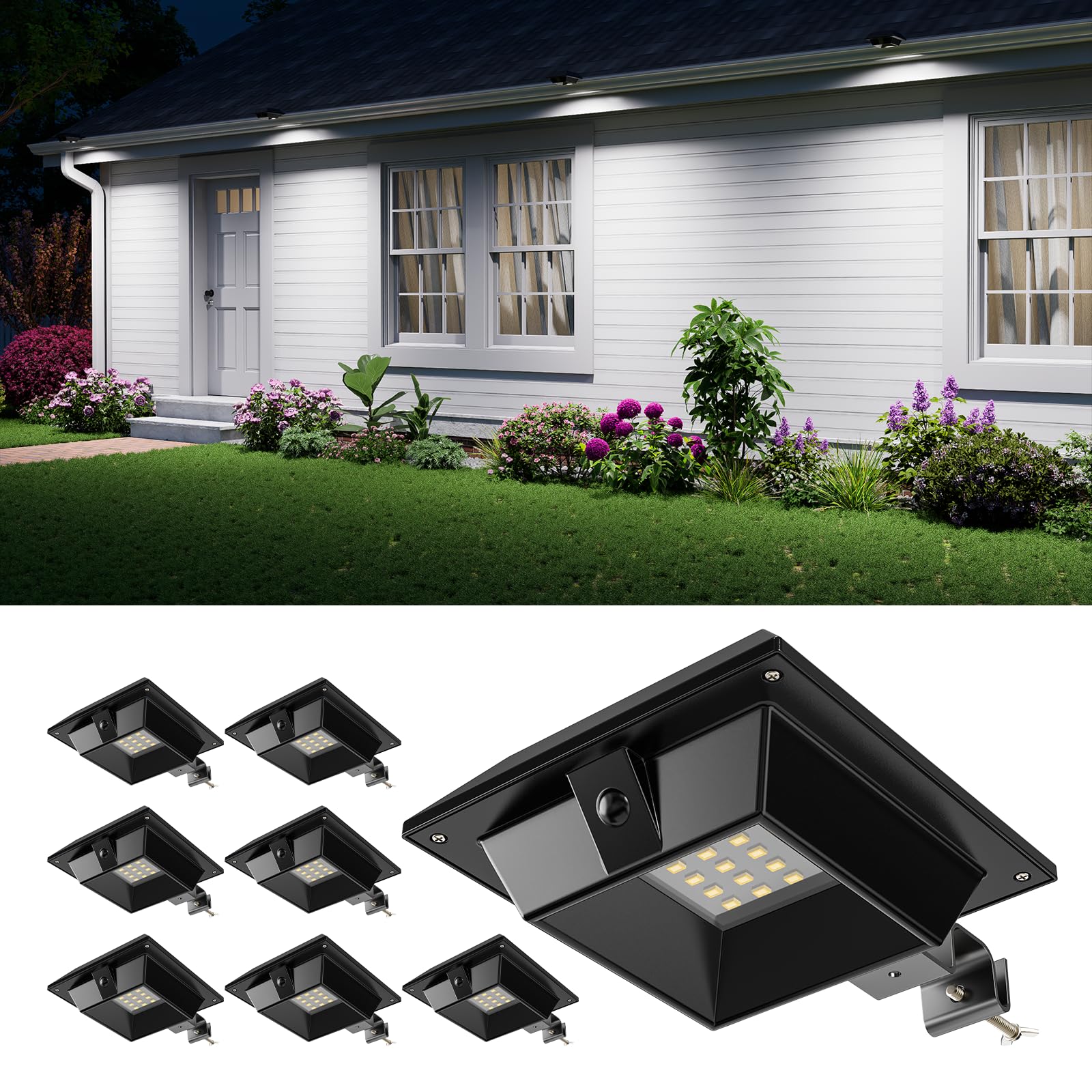 FALOVE 8-Pack Solar Gutter Lights
