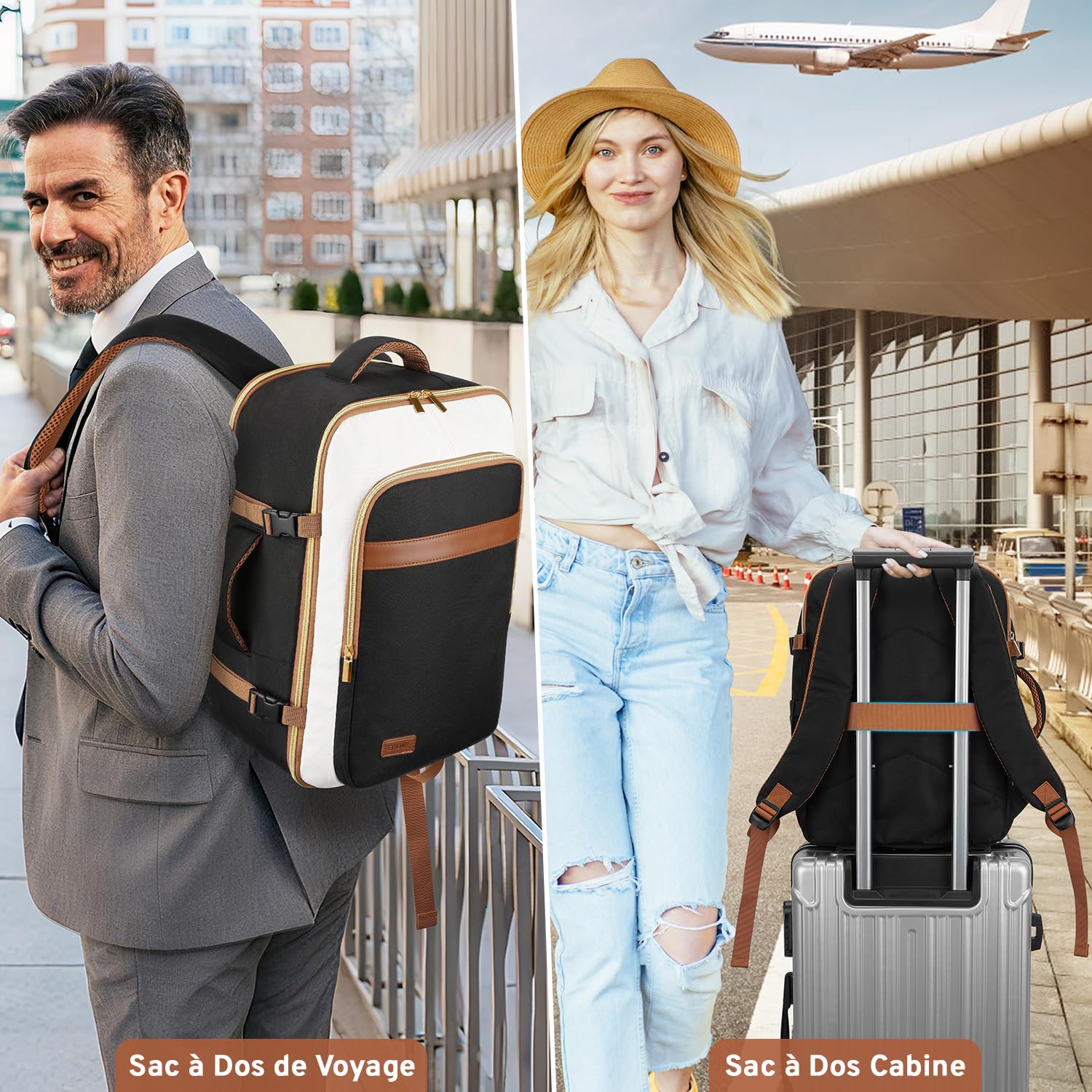 ETRONIK Sac de Voyage, 24L Sac à Dos Voyage Cabine Avion pour Ryanair Easyjet Transavia & Wizzair, Bagage Cabine 40x30x20 avec Poche Humide, Sac Voyage Ordinateur Portable 15 Pouces Homme Femme