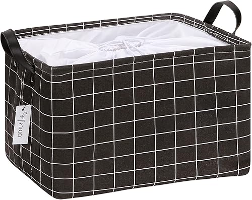 Hinwo Cesta de almacenamiento grande de tela de lona con asas, contenedor rectangular de 33L8.6 galones, caja de almacenamiento plegable, ropa, disponible en Yaxa Peru