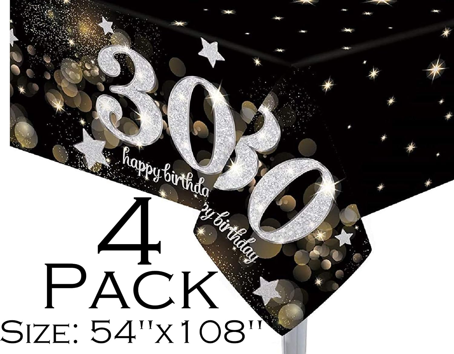 Oojami 4 Pack 30th Birthday Table Cover 30th Birthday Theme Tablecloth Party Supplies