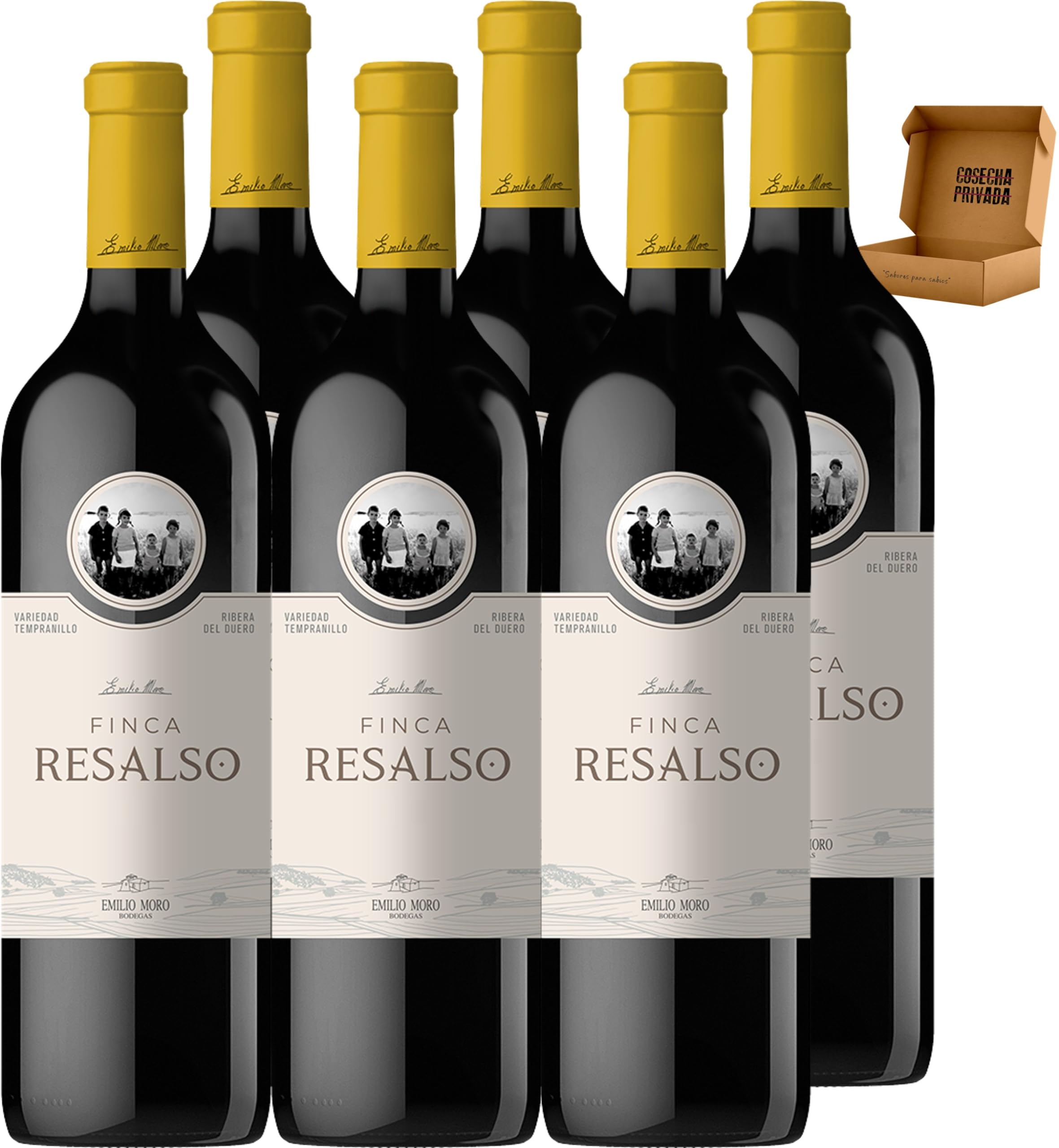 Finca Resalso - Envío Gratis 24 H - 6 Botellas - Vino Tinto Bodegas Emilio Moro - Estuche Regalo - Seleccionado y enviado por Cosecha Privada - 6 F. Resalso