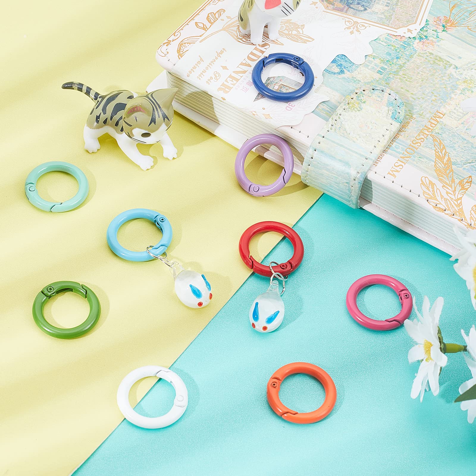 Set Of 10 Colored Key Ring Clips – 12mm Trigger Swivel Clasps, Random Assorted Colors