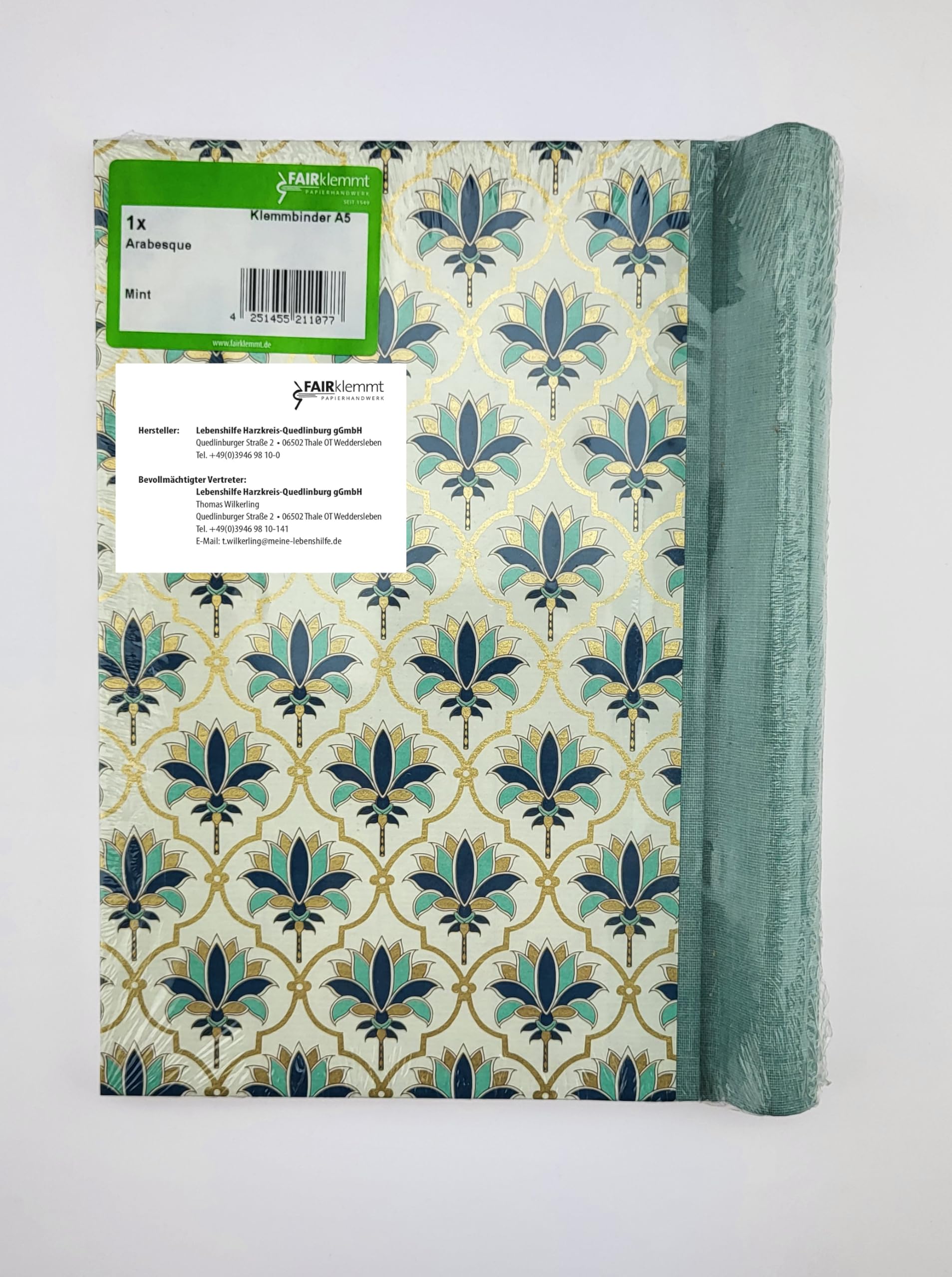 Klemmbinder Arabesque Mint, A5
