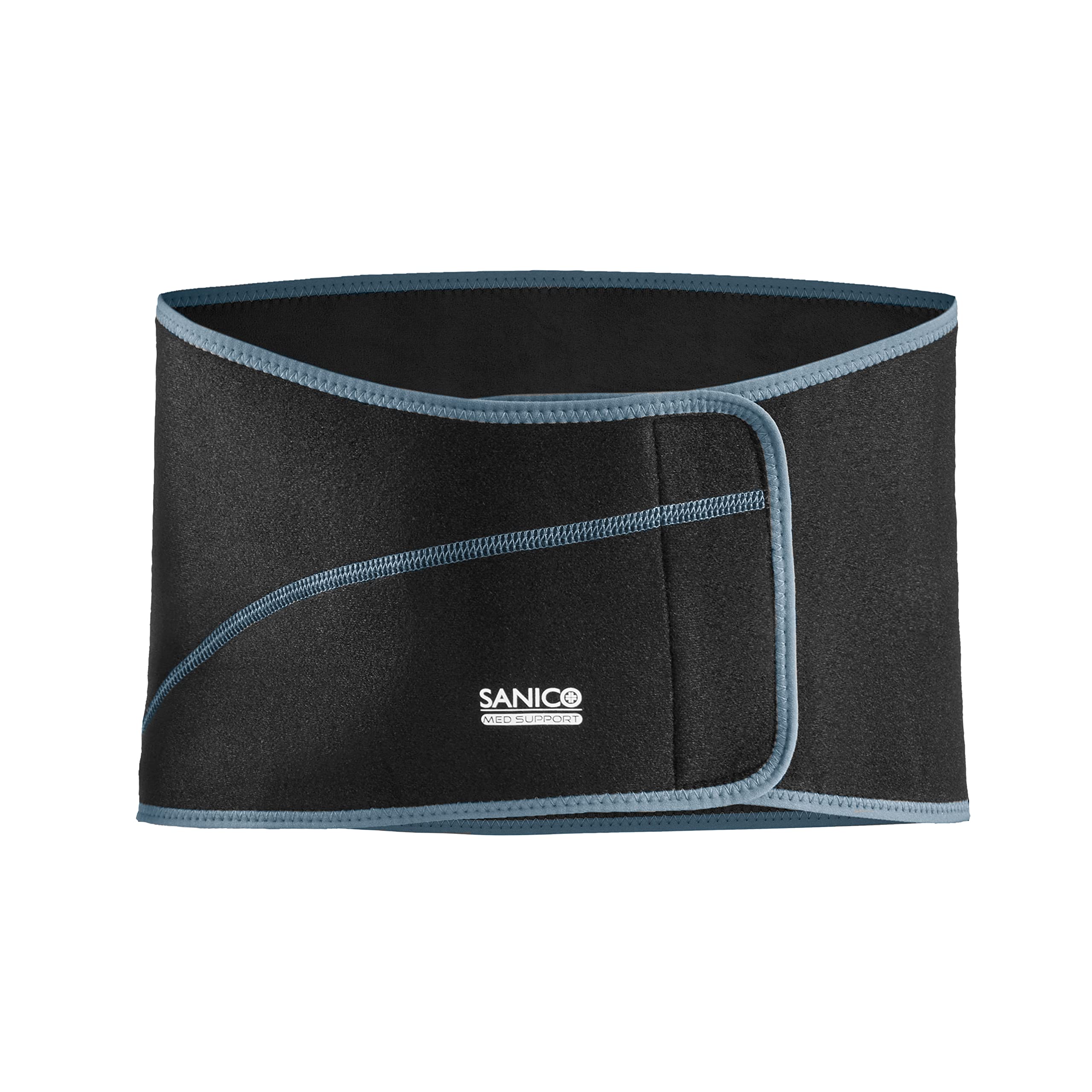 SANICO Vendaje lumbar elástico con compresión, vendaje ortopédico de neopreno para estabilidad, alivio y circulación sanguínea, transpirable, 107 x 0,3 x 24,5 cm