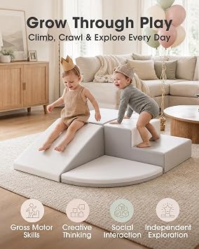 little dove PU Leather 4-Piece Foam Climbing Blocks for Toddlers 1-3