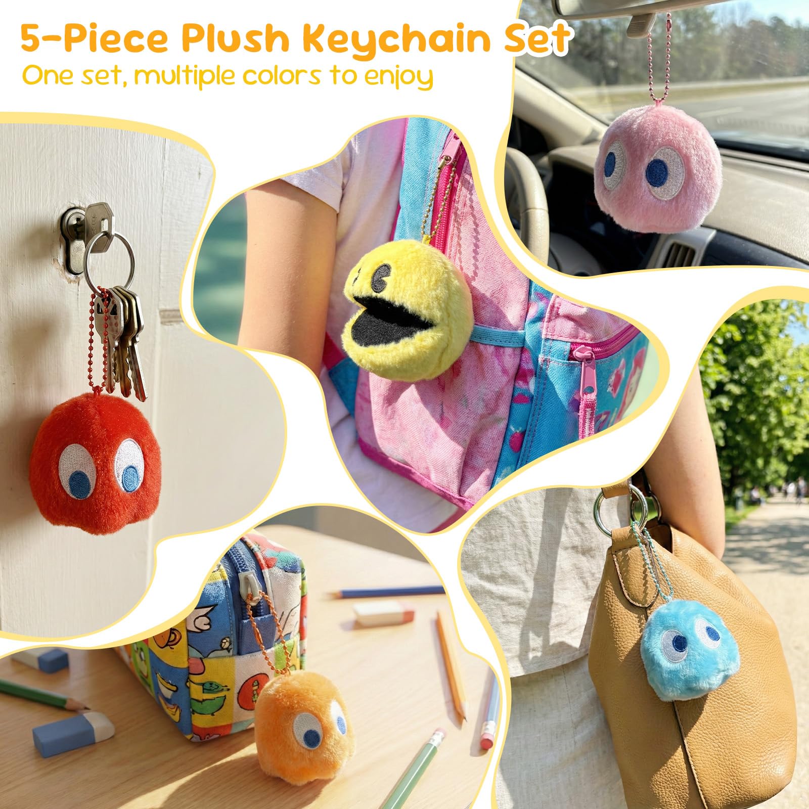 Amazon.co.jp: パックマン ぬいぐるみ キーホルダー 5個セット とても