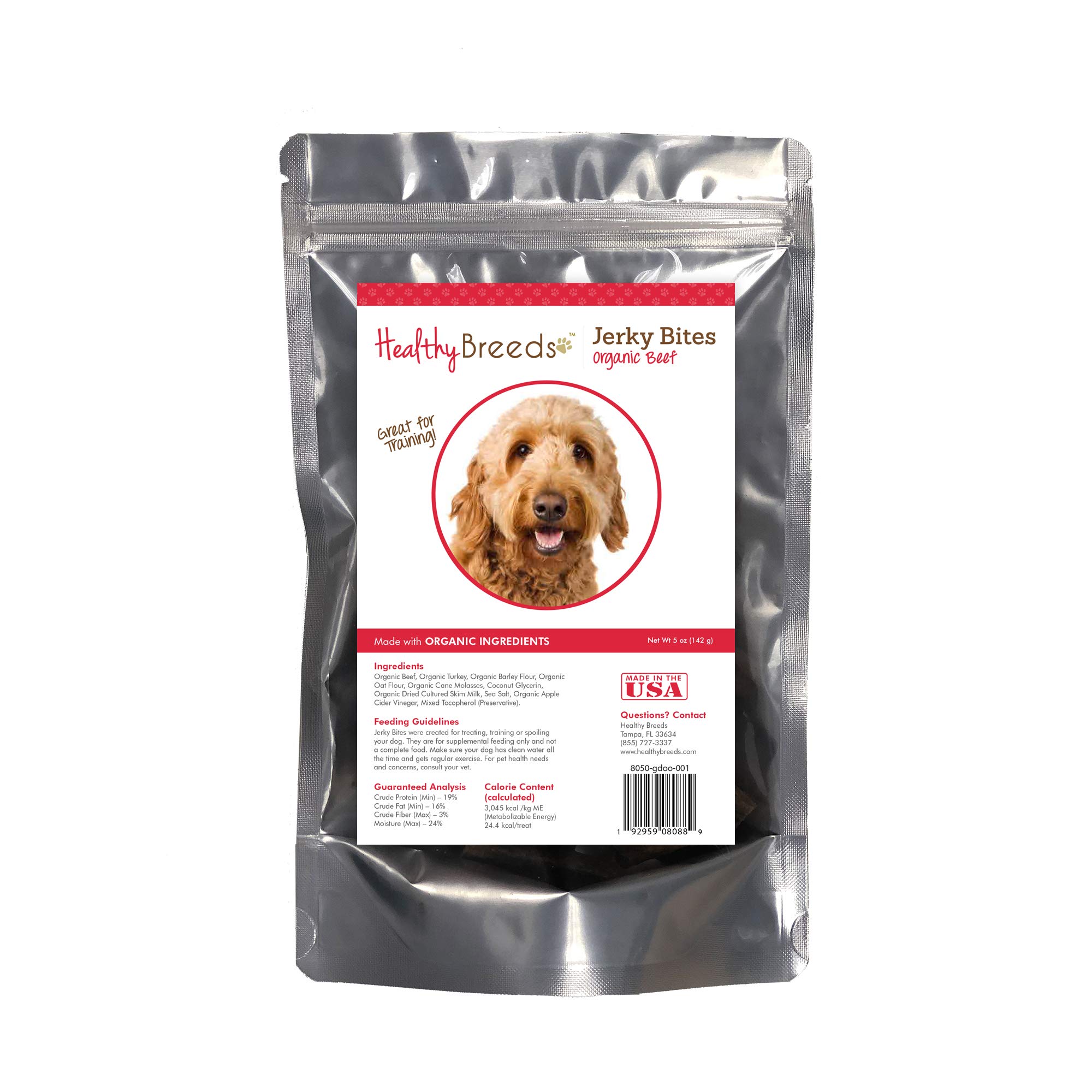 Healthy Breeds Goldendoodle Jerky Bites Beef Recipe Dog Treats 5 oz
