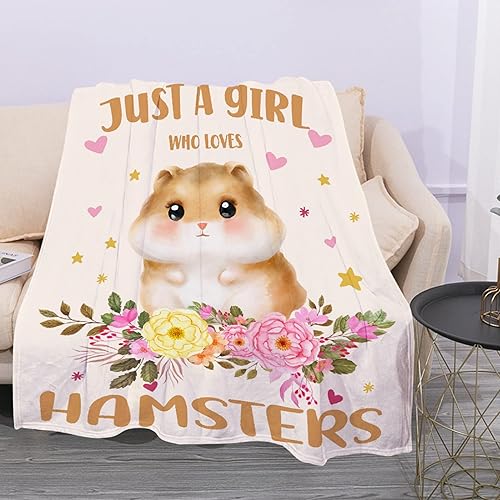 Manta con texto en inglés Just A Girl Who Loves Hamsters, ligera y acogedora, manta de franela de forro polar, el mejor regalo, decoración del hogar