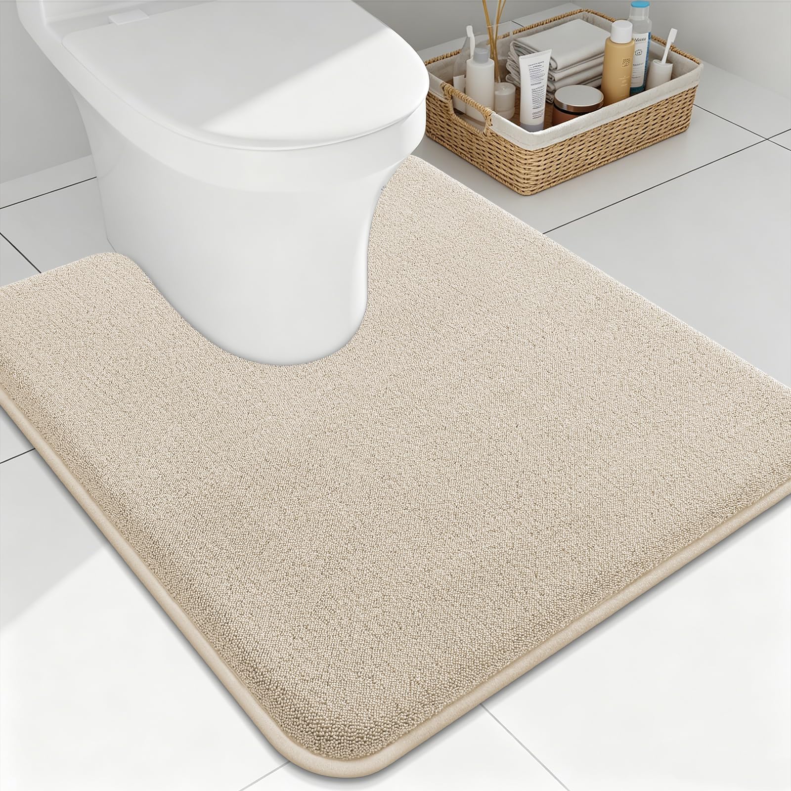 Smiry Smiry Memory Foam Toilet Rugs U Shaped 24x24, Extra Soft Bath Mat