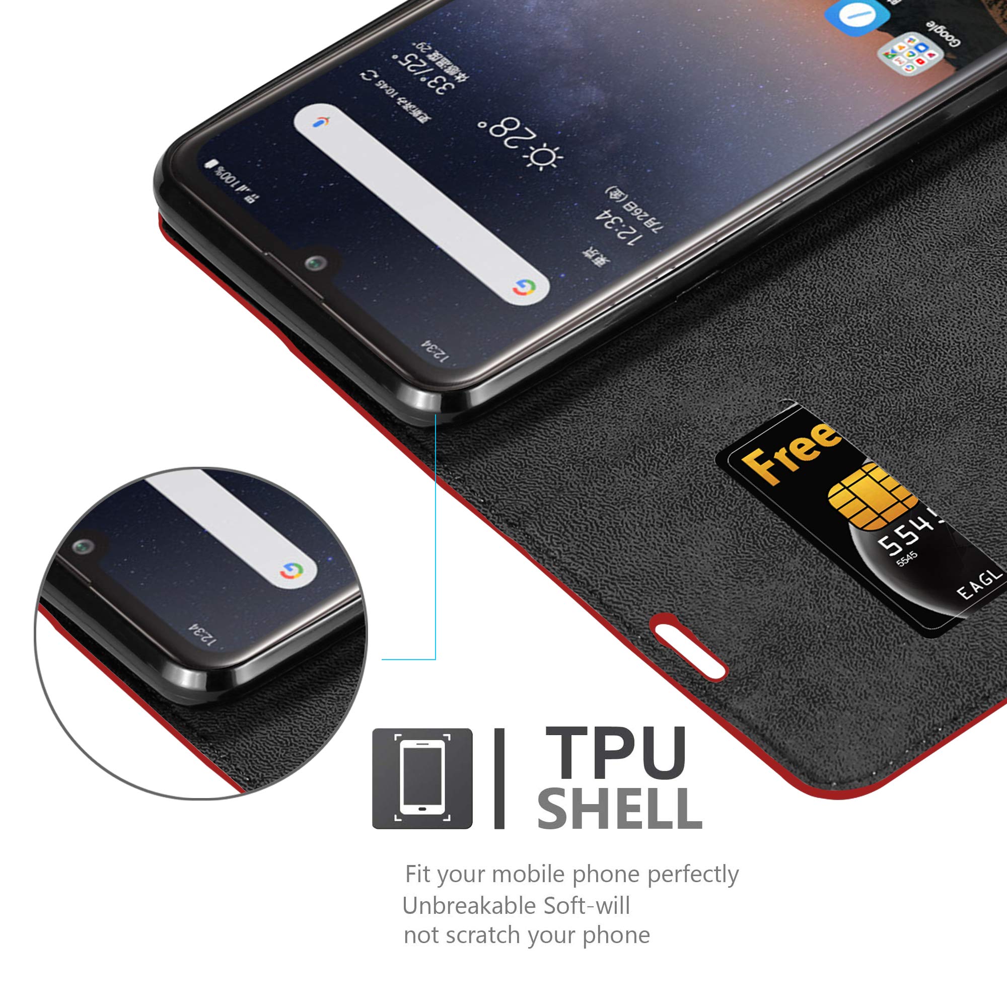 Custodia per Xiaomi RedMi 3S Portafoglio Cover Ecopelle Magnetica Libro