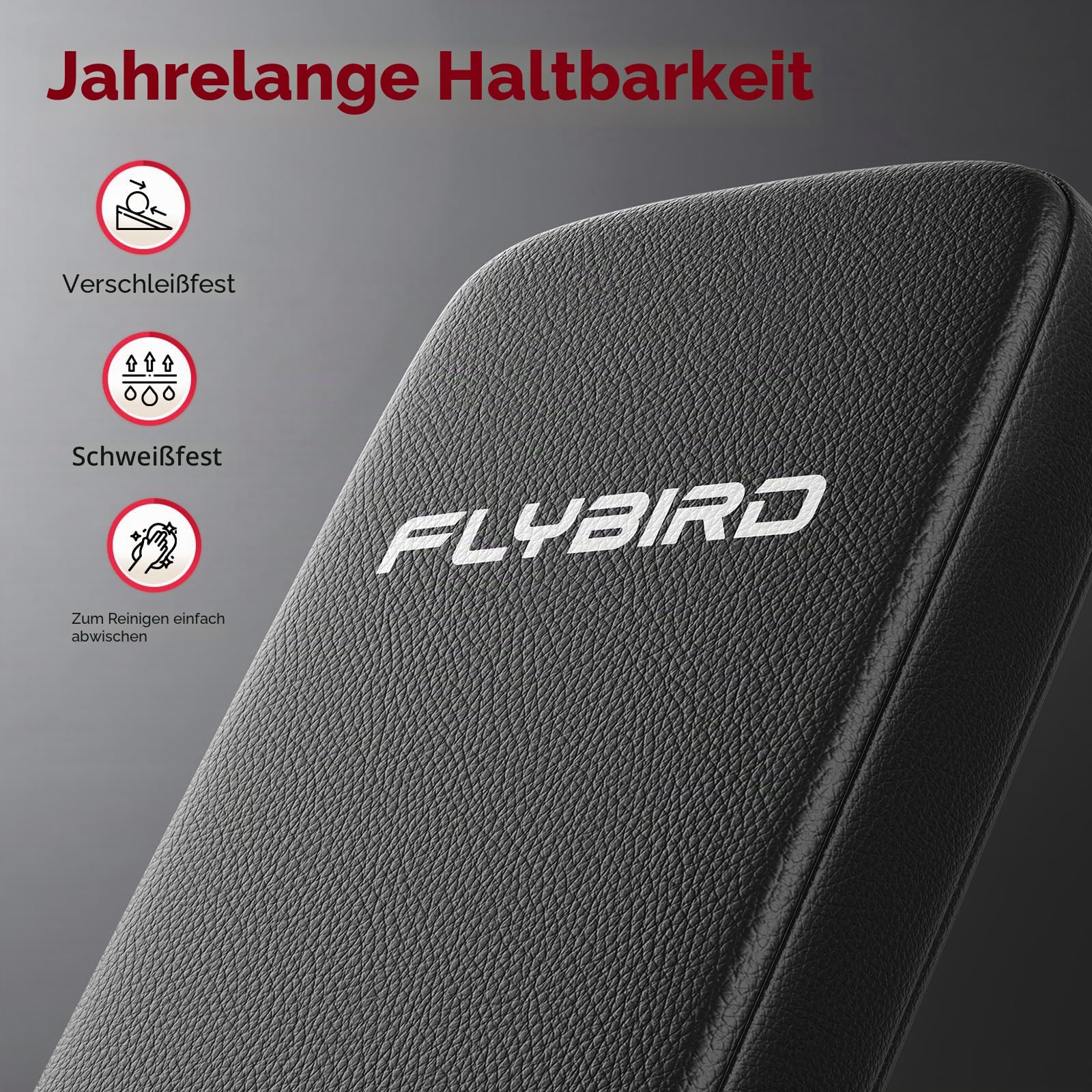 FLYBIRD Multifunktionale Hantelbank, verstellbare Profi-Trainingsbank mit 363 kg Traglast für Heimfitness, Schnellverstellung, platzsparend klappbar, 80% vormontiert