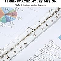 Vista 3 de PANDRI - Protectores de hojas, paquete de 300 protectores de páginas de plástico transparente y resistente, con 11 agujeros para carpetas de 3