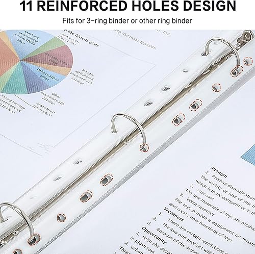 Miniatura 3 de PANDRI - Protectores de hojas, paquete de 300 protectores de páginas de plástico transparente y resistente, con 11 agujeros para carpetas de 3